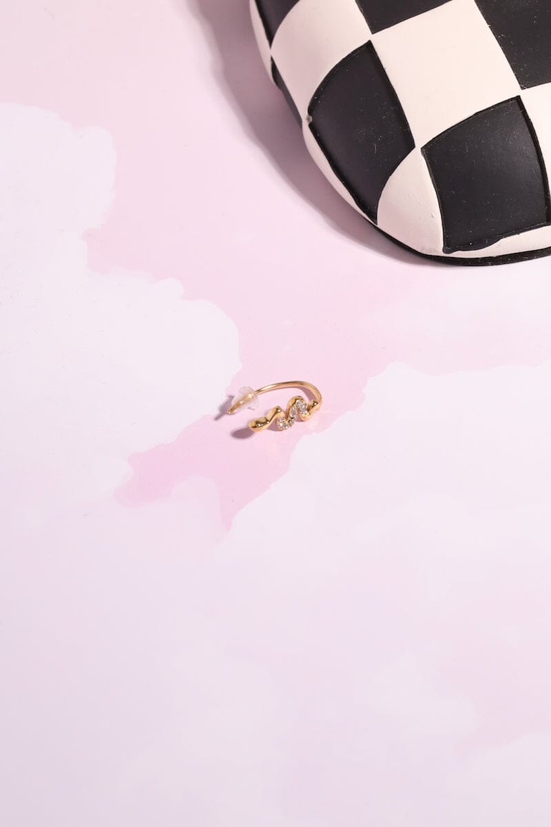 Snake Pin Hook Ear Cuff Earring mure + grand Clear
