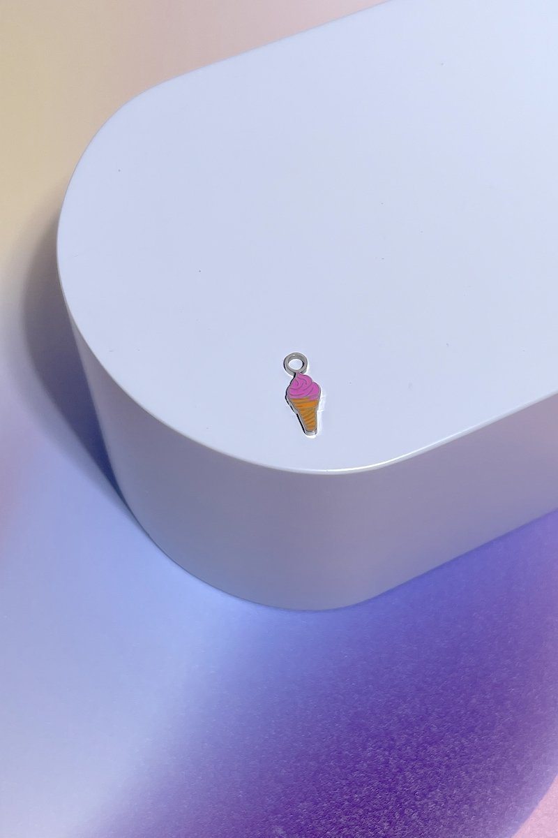 Soft Serve Ice Cream Enamel Dangle Charm Earrings Mure + Grand Silver