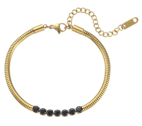 Sparkle Snake Chain Bracelet in Gold Bracelet Mure + Grand Black