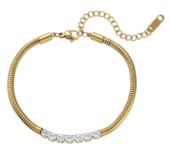 Sparkle Snake Chain Bracelet in Gold Bracelet Mure + Grand Clear