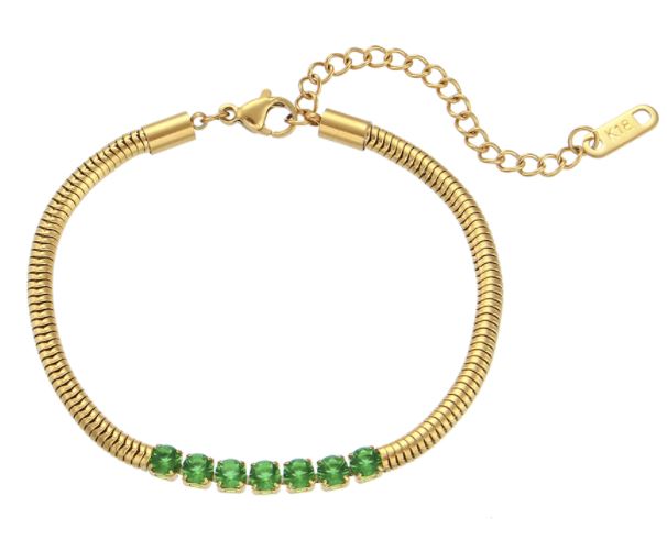 Sparkle Snake Chain Bracelet in Gold Bracelet Mure + Grand Green