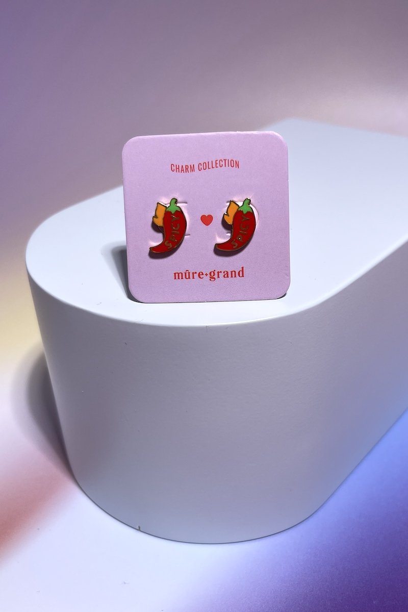 Spicy Enamel Charm Stud Earrings Earrings Mure + Grand Gold