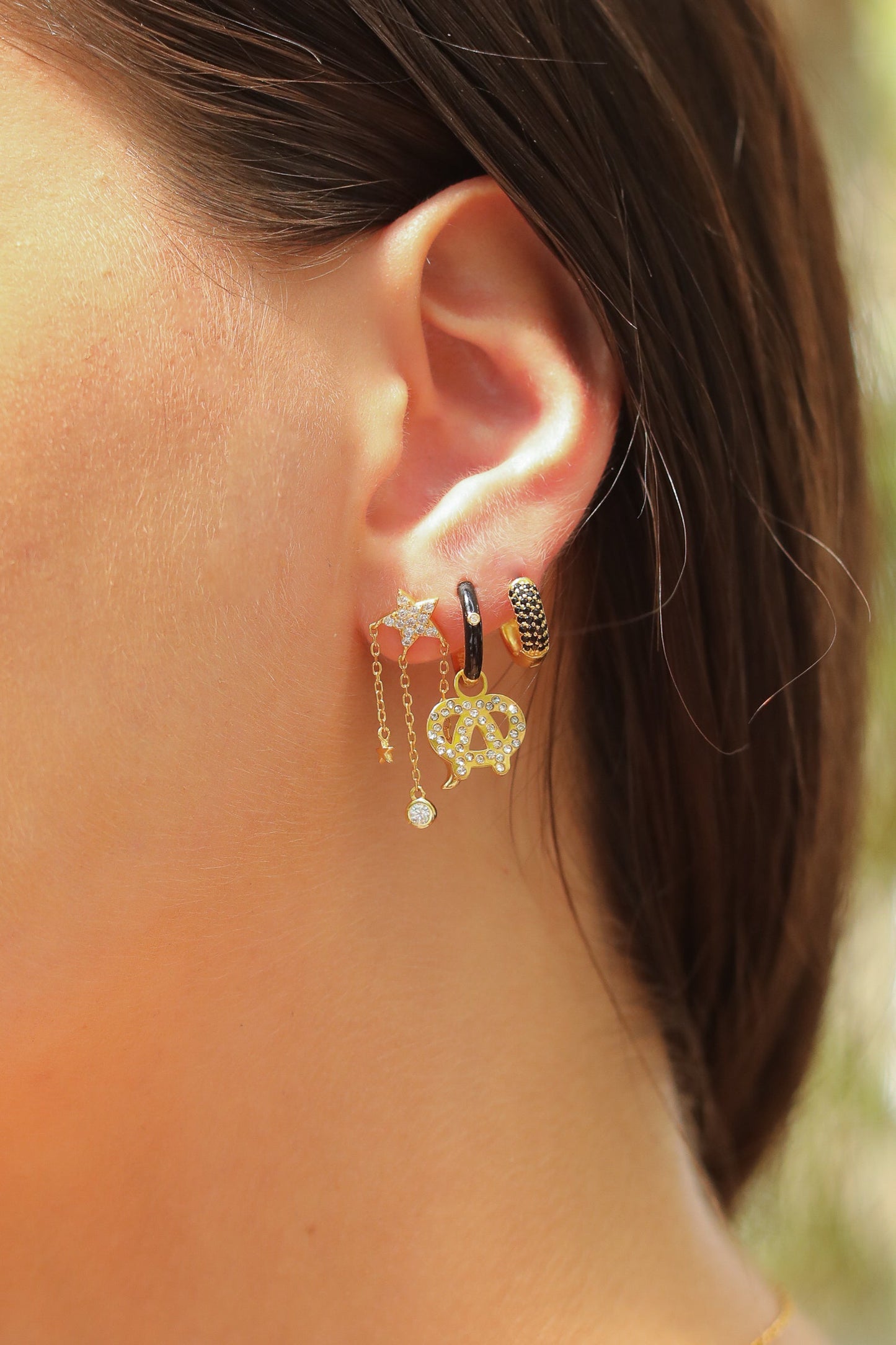 Star + Moon Sterling Silver Drop Earrings Earrings Mure + Grand