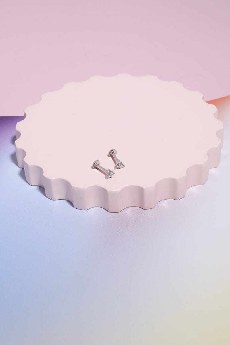 Sterling Silver Crystal Triangle Nap Earrings Earrings Mure + Grand Silver