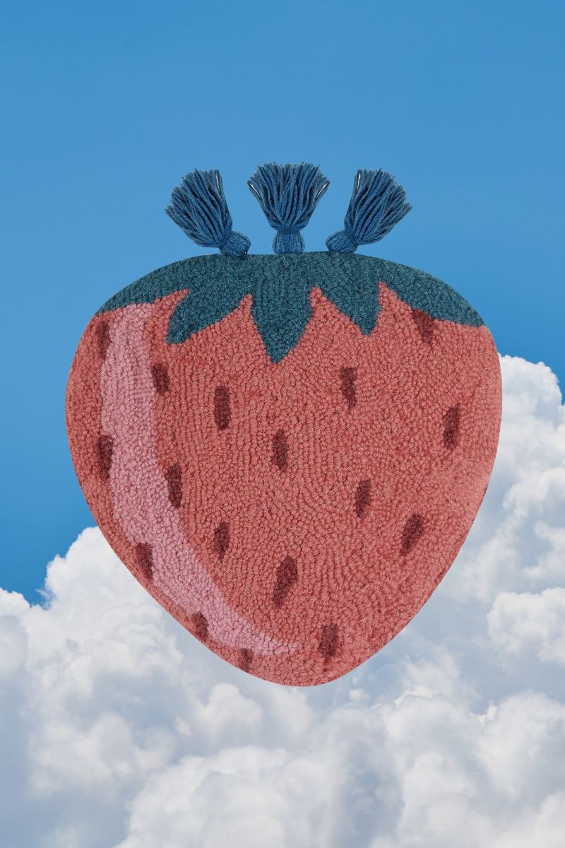 Strawberry Tassel Wool Throw Pillow Pillow Peking Handicraft