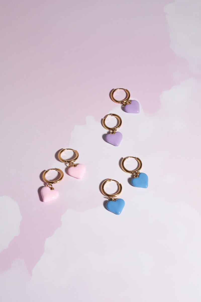Sweetheart Huggie Charm Dangle Earrings Earrings Mure + Grand