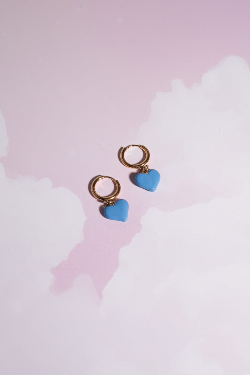 Sweetheart Huggie Charm Dangle Earrings Earrings Mure + Grand Blue