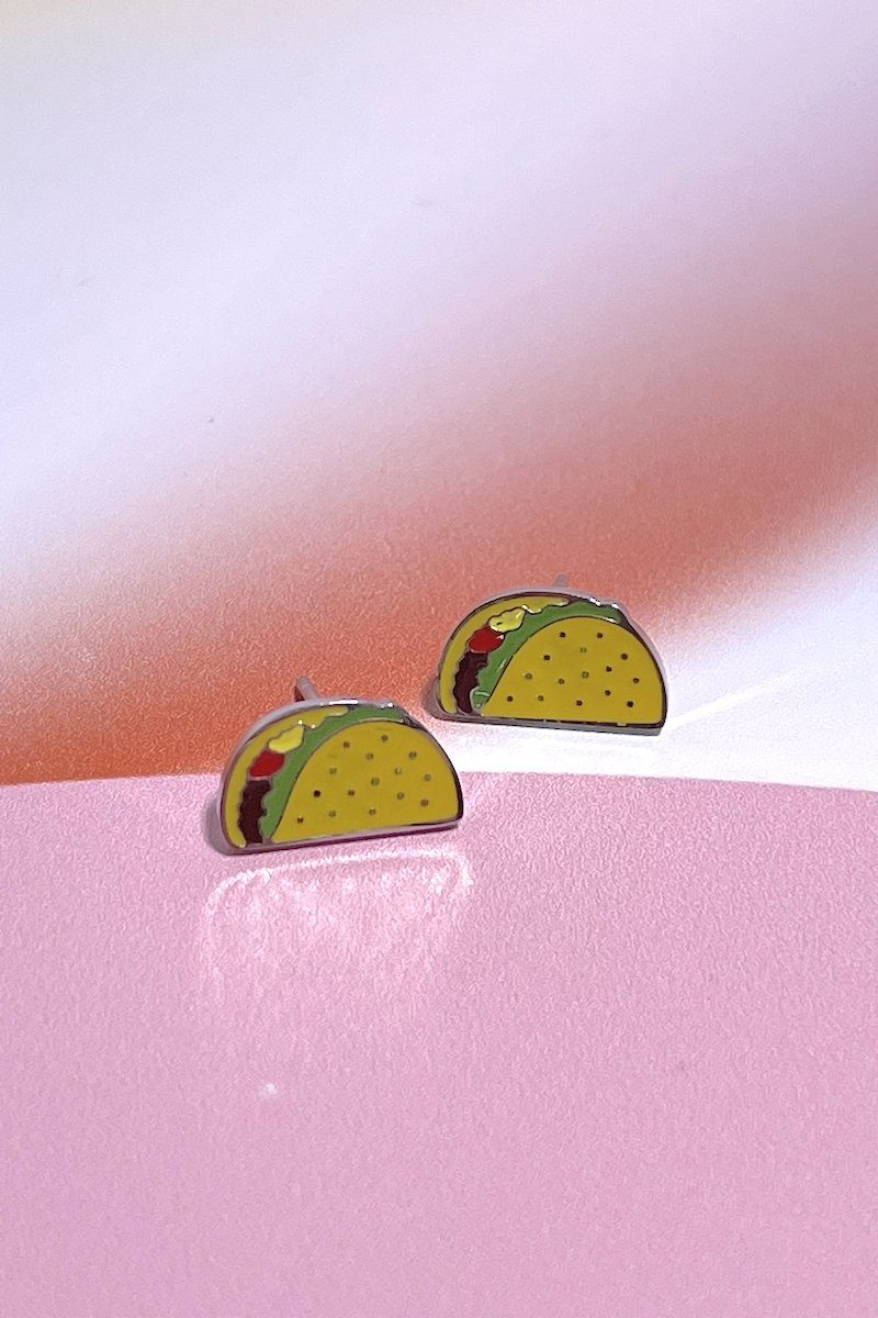 Taco Enamel Charm Stud Earrings Earrings Mure + Grand