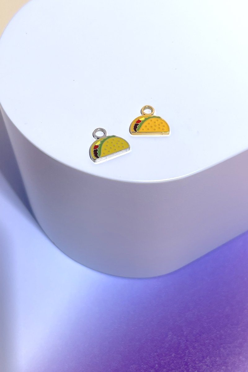 Taco Enamel Dangle Charm Earrings Mure + Grand