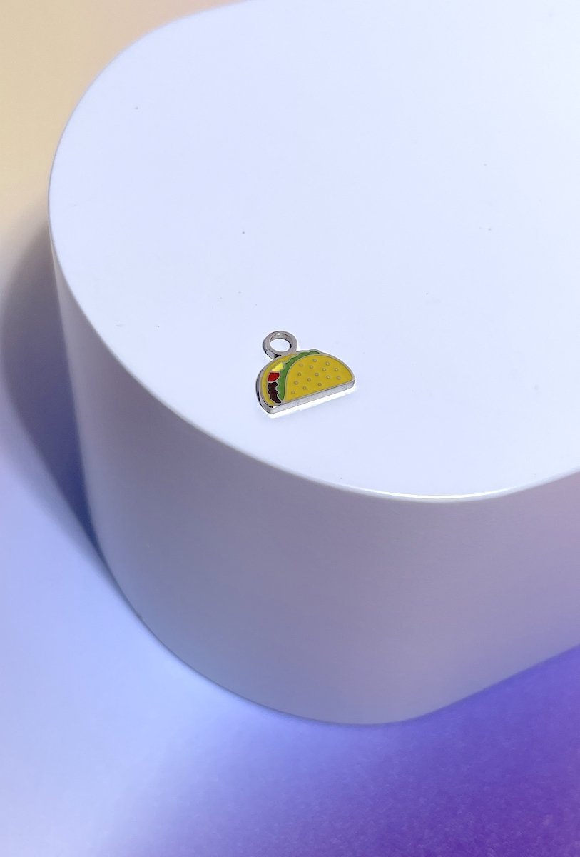 Taco Enamel Dangle Charm Earrings Mure + Grand Gold