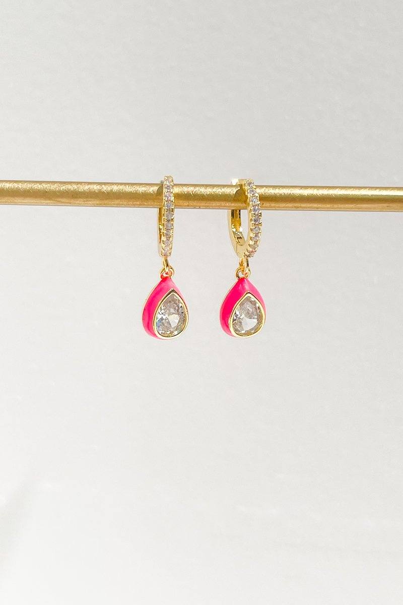 Tear Drop Charm Dangle Earring Earrings Mulberry & Grand Pink