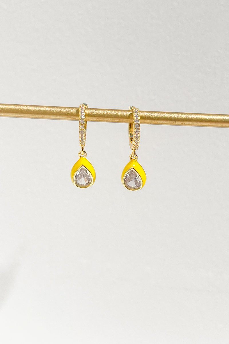 Tear Drop Charm Dangle Earring Earrings Mulberry & Grand Yellow