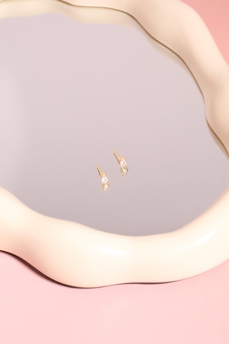 Tear Drops Sterling Silver Stud Earrings Earrings mure + grand Clear