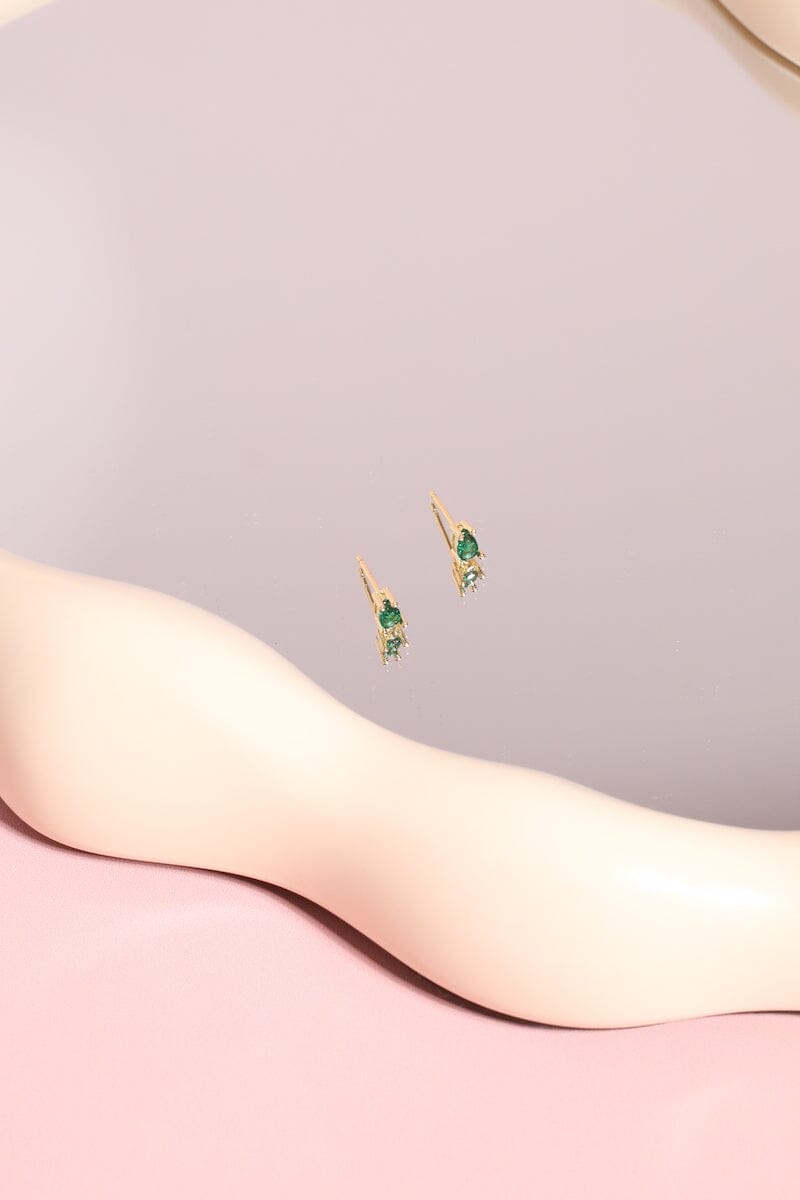 Tear Drops Sterling Silver Stud Earrings Earrings mure + grand Green