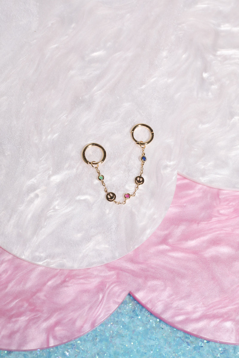 That Smile Tho Sterling Silver Double Chain Link Huggie Earrings Mulberry & Grand