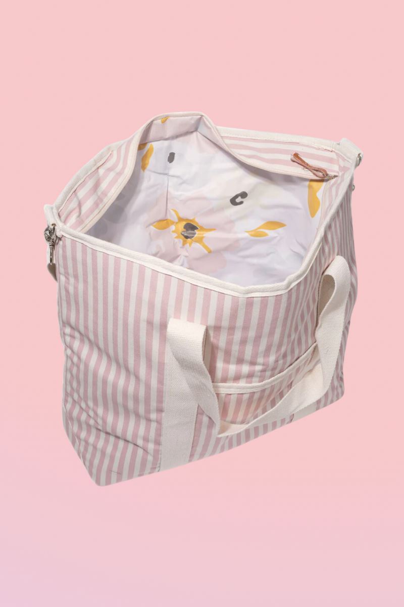 The Cooler Tote Bag in Pink Stripe Bags Business & Pleasure Co.