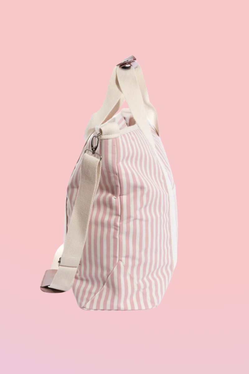 The Cooler Tote Bag in Pink Stripe Bags Business & Pleasure Co.