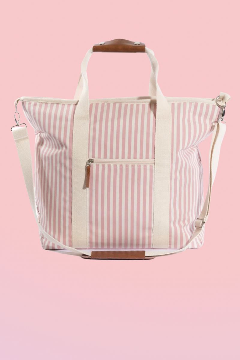 The Cooler Tote Bag in Pink Stripe Bags Business & Pleasure Co.