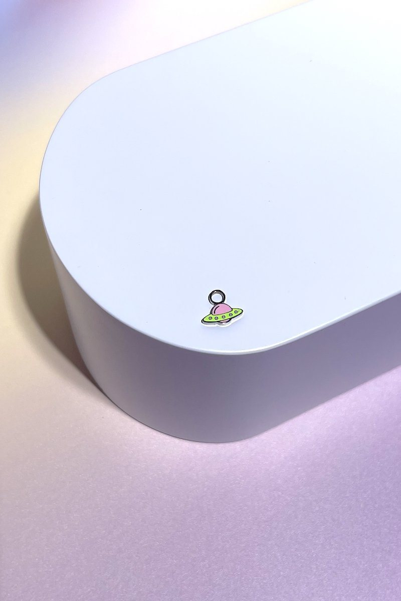 UFO Enamel Charm Dangle Earrings Mure + Grand Silver