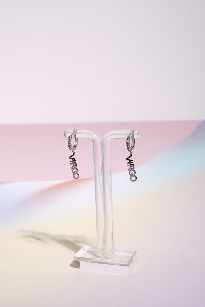 Virgo Crystal Zodiac Charm Dangle Earrings Earrings Mure + Grand Silver