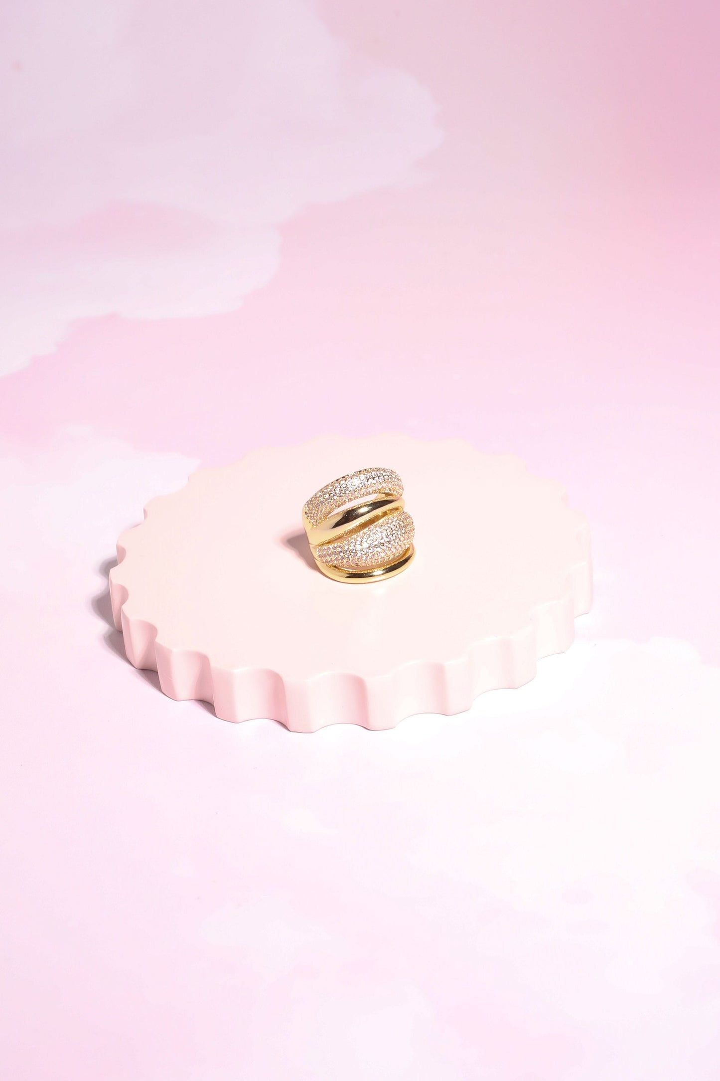 Willow Chunky Crystal Embellished Stacking Ring Rings mure + grand