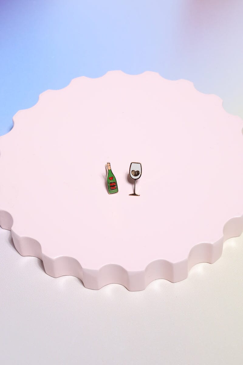 Wine Time Enamel Charm Stud Earrings Earrings Mure + Grand