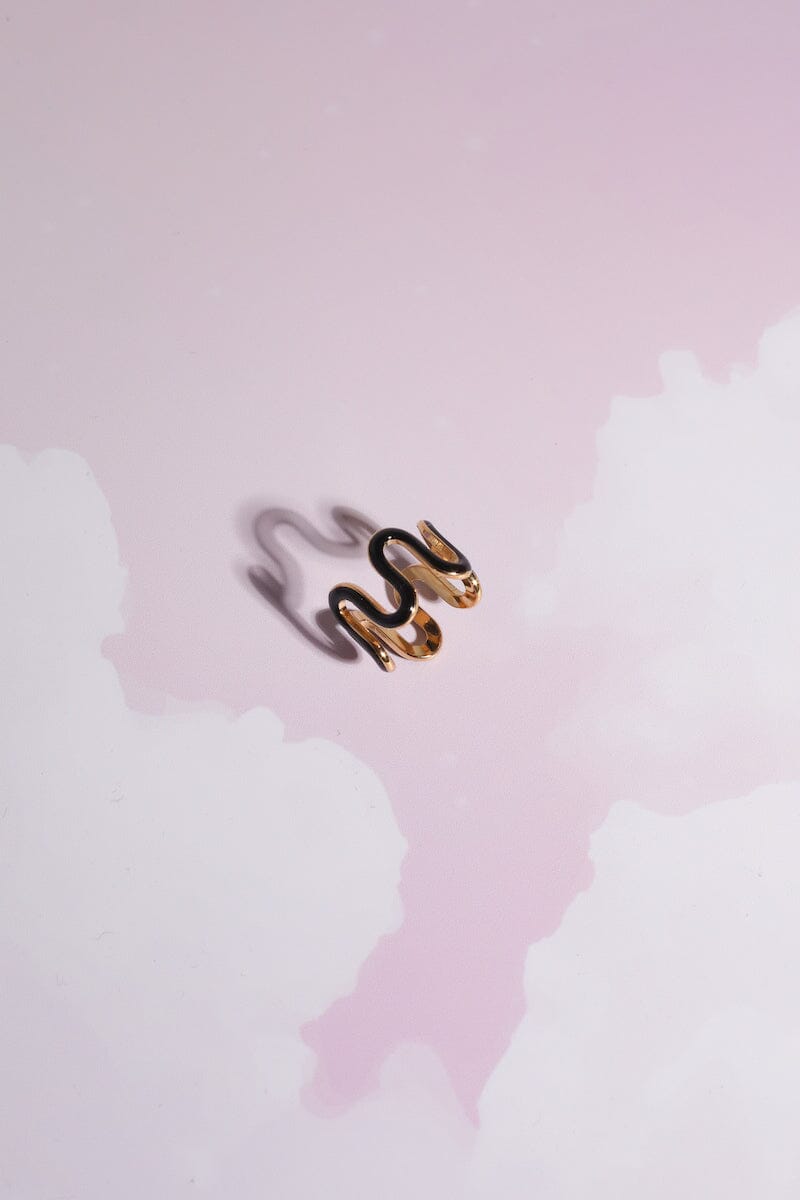 Wrap Around Wavy Stacking Ring Rings Mure + Grand Black