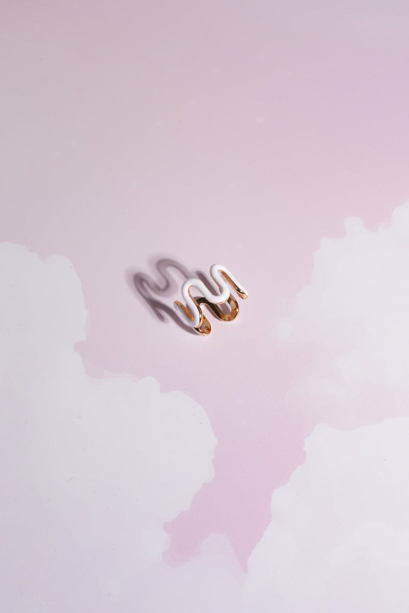 Wrap Around Wavy Stacking Ring Rings Mure + Grand White