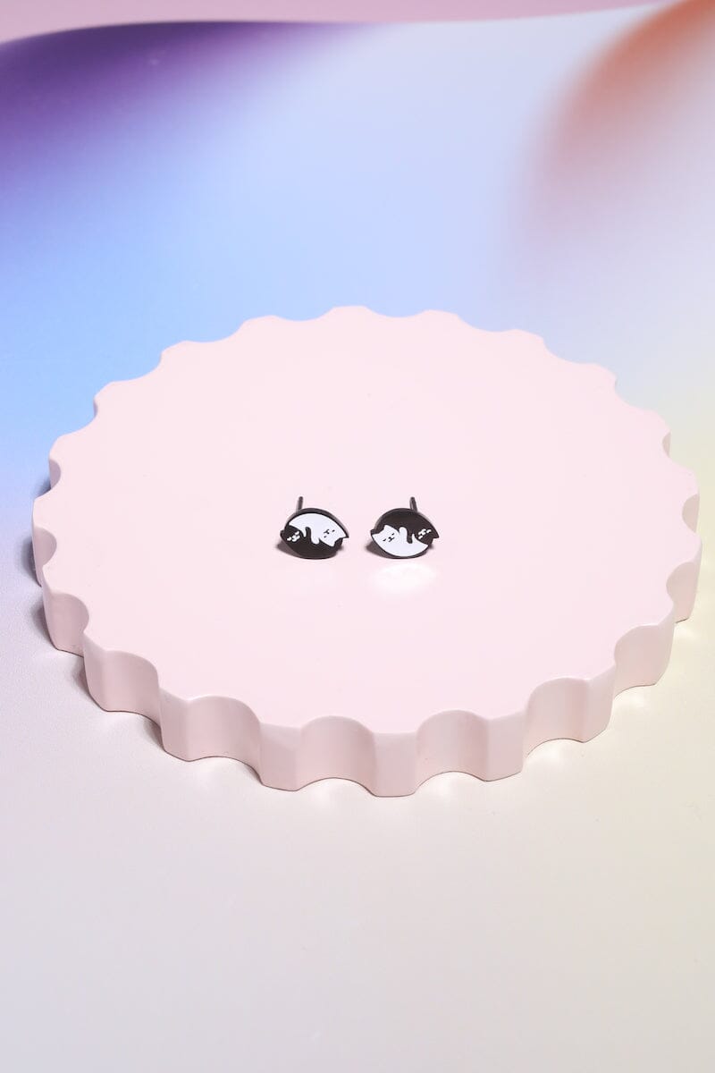 Yin Yang Kitties Enamel Charm Stud Earrings Earrings Mure + Grand