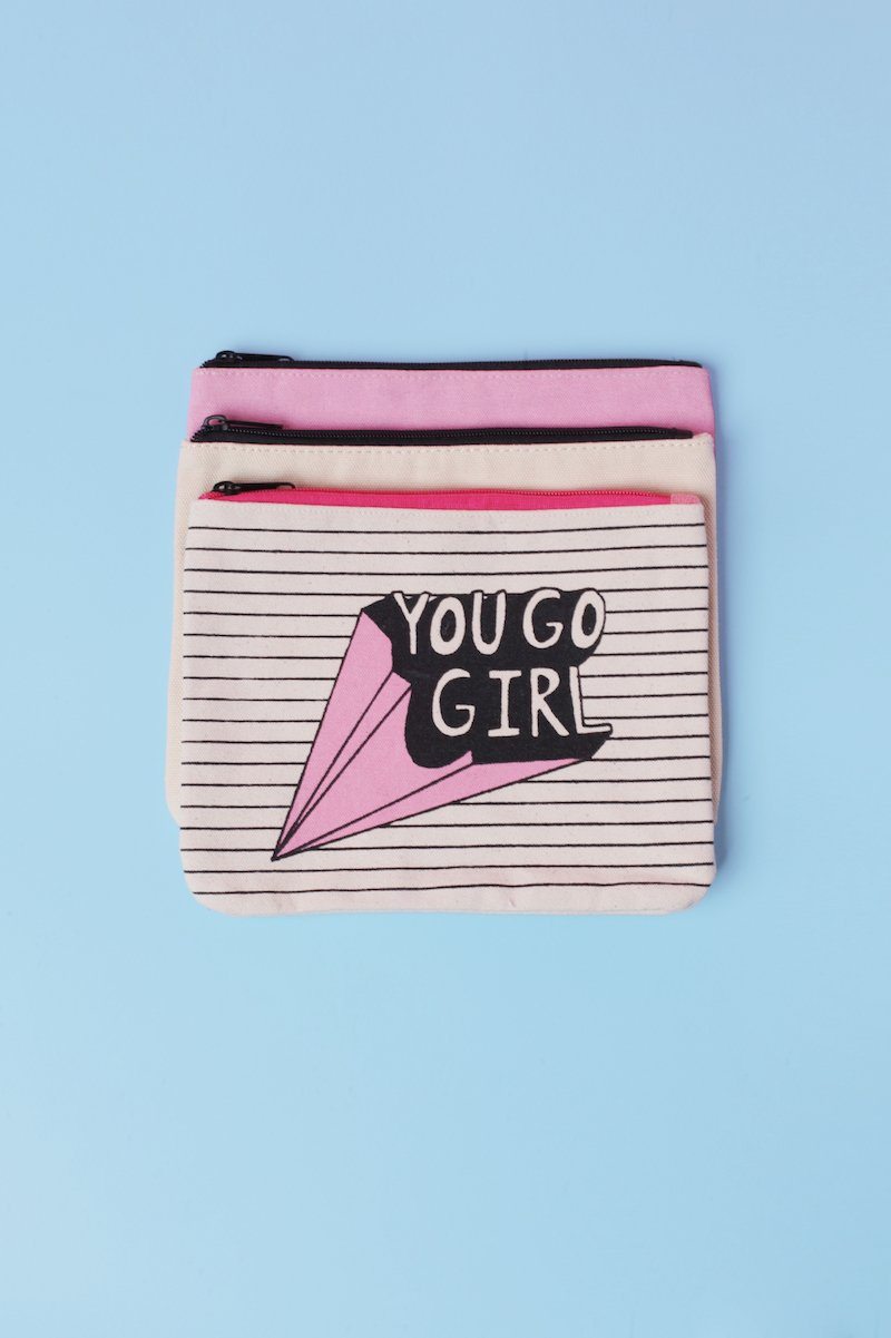 You Go Girl Canvas Pouch Inspirational Canvas Pouch Mulberry & Grand