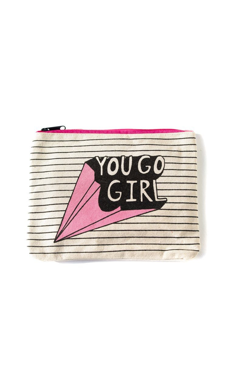 You Go Girl Canvas Pouch Inspirational Canvas Pouch Mulberry & Grand