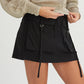 Sienna Black Drawstring Cargo Mini Skirt