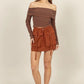 Sienna Brown Drawstring Cargo Mini Skirt