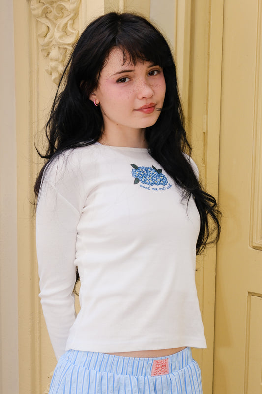 Hydrangeas Meet Me Out East Long Sleeve Baby Tee
