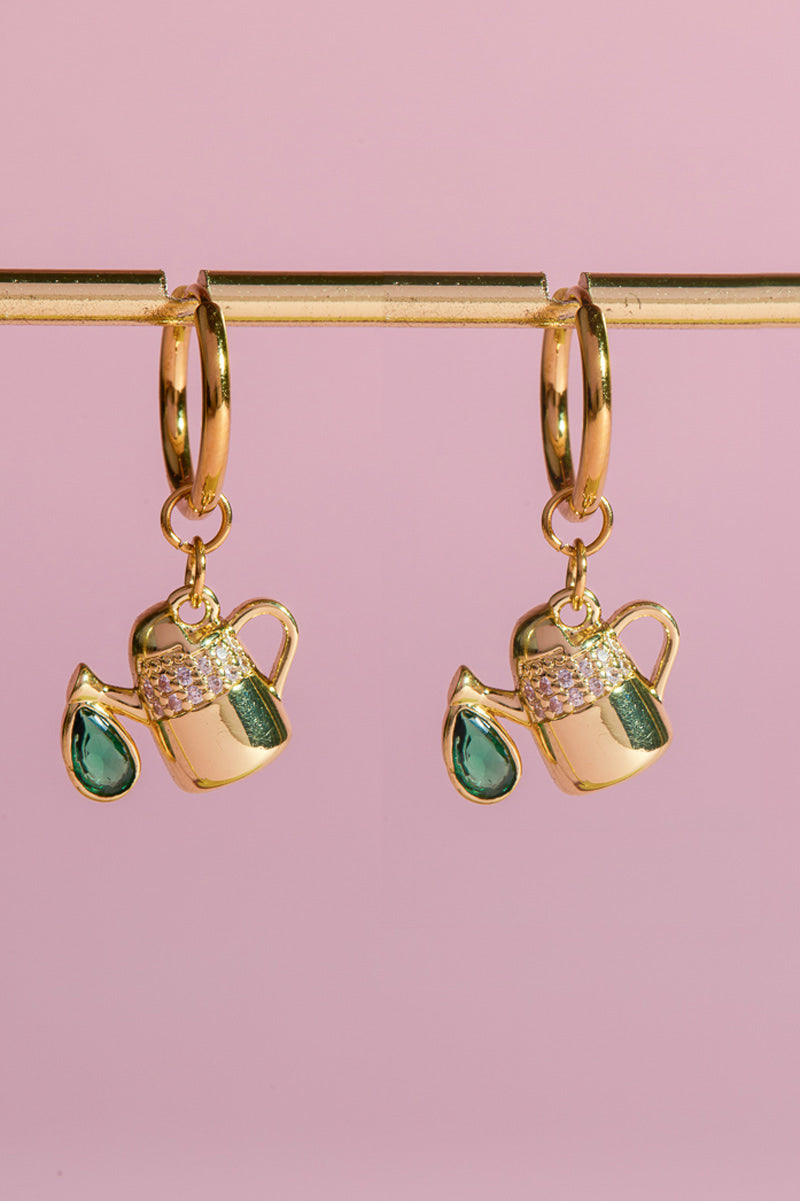 Watering Flower Charm Dangle Earrings