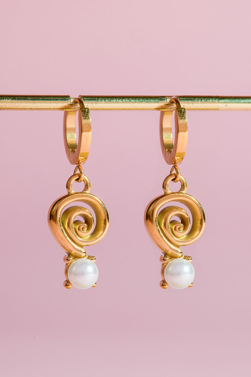 Mini Spiral & Stone Charm Dangle Earrings