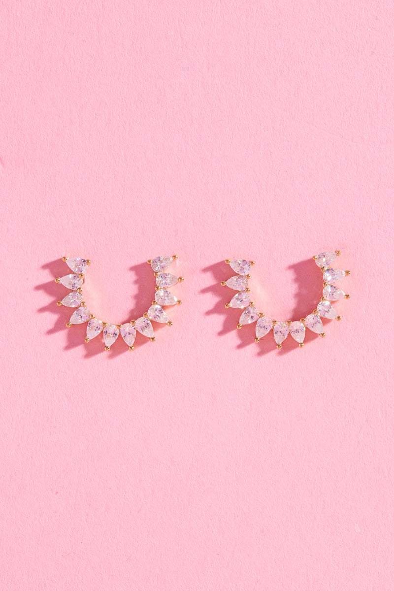Diamond Pear Wraps Sterling Silver Stud Earrings