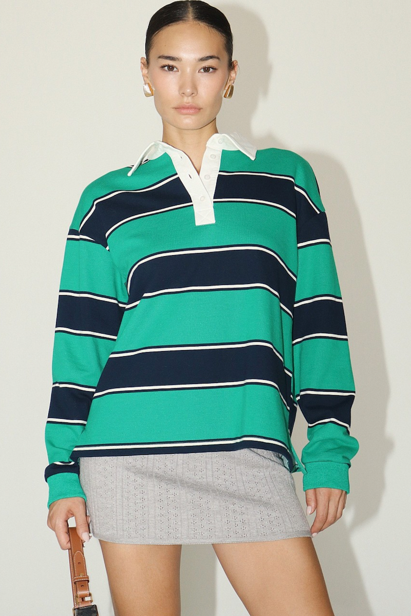 Yancy Stripe Knit Polo Top