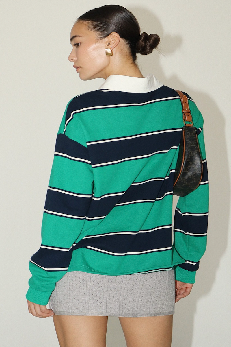 Yancy Stripe Knit Polo Top