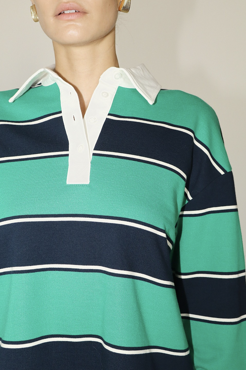 Yancy Stripe Knit Polo Top