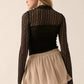 Alenya Striped Lace Mock-Neck Bodysuit Clothing Promesa 