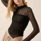 Alenya Striped Lace Mock-Neck Bodysuit Clothing Promesa 