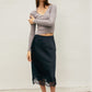 Aliya Dull Satin Lace Hem Pencil Midi Skirt Clothing Dress Forum 