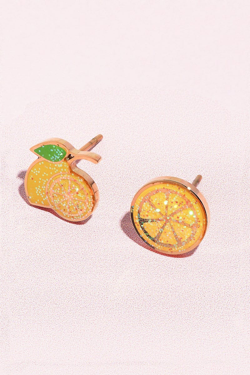 Amalfi Lemons Enamel Charm Stud EarringsMure + Grand