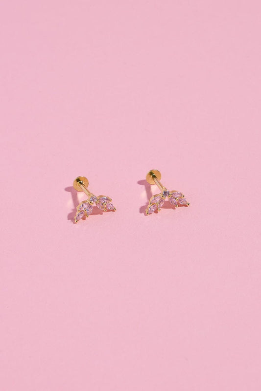 Angel Wings Sterling Silver Nap Earrings Earrings mure + grand Pink 