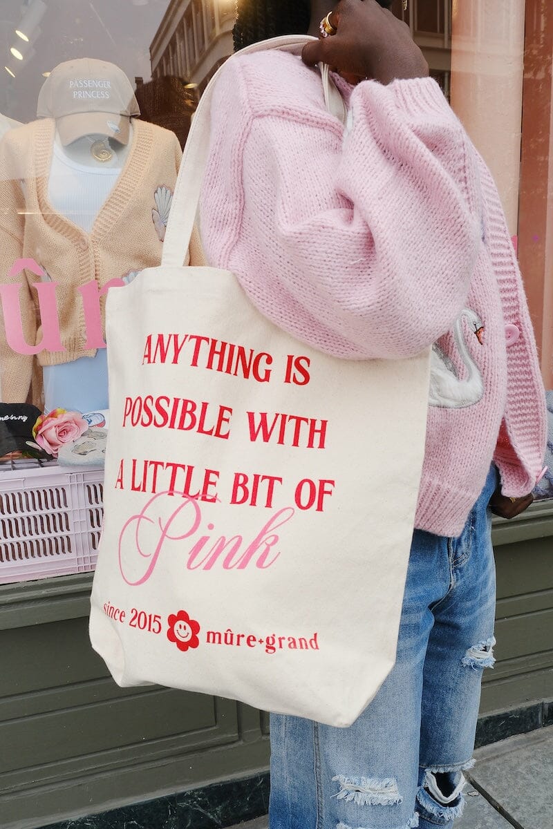 Anything Is Possible With A Little Bit Of Pink Canvas Tote Bag Canvas Tote Bag mure + grand 