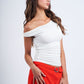 Ariadna Asymmetric One-Shoulder Neck Slim-Fit Top Clothing Sky to Moon 