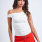 Ariadna Asymmetric One-Shoulder Neck Slim-Fit Top Clothing Sky to Moon 