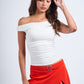 Ariadna Asymmetric One-Shoulder Neck Slim-Fit Top Clothing Sky to Moon 