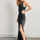 Ariel Dull Satin One Shoulder Ruched Maxi Dress Clothing Dress Forum 